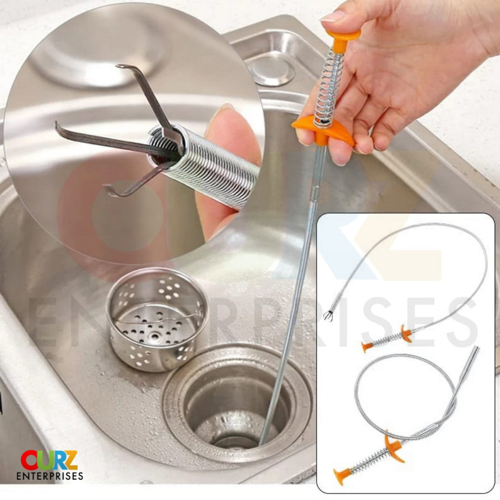 Wire Brush Hand Sink Cleaning Hook Dredging Device Snake Drain Cleaner Spring Pipe Dredging Tool Drain Opener Drain Clog Remover Sink Grabber Claws Opener Tool for Sewer Kitchen Sink Bathroom Tub Toilet Clogged Drains Catcher  crfrsrv1g-1