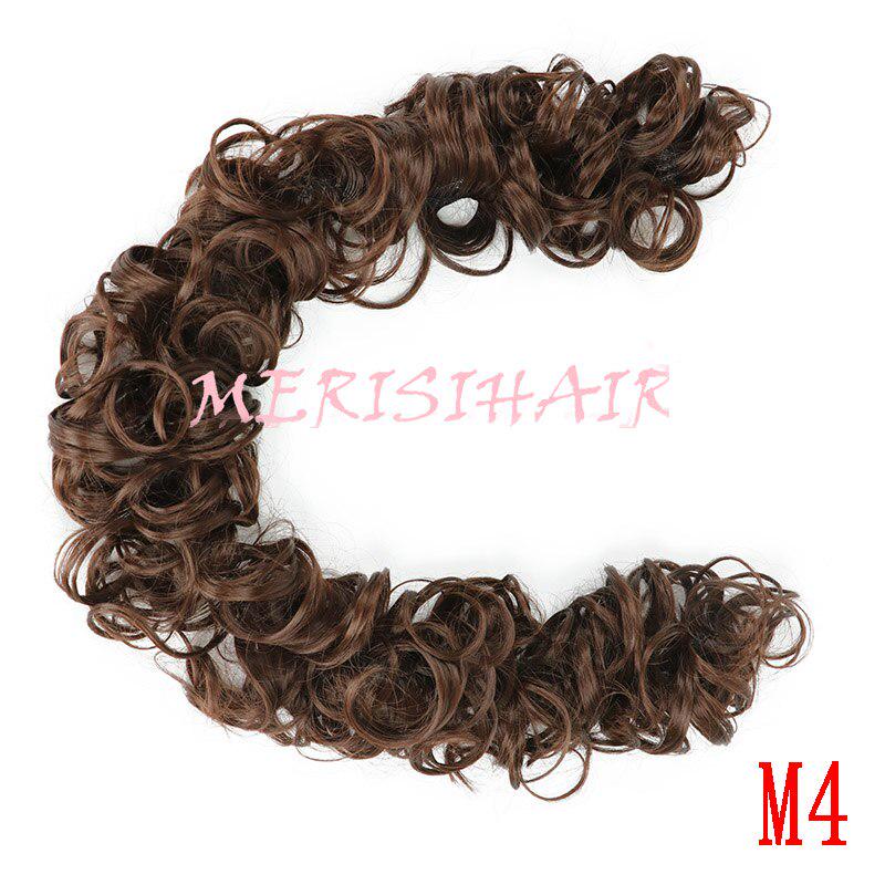 Synthetic Women Curly Bun Chignon Elastic Band Clip In Hair Extensions Black Brown High Temperature Fiber Fake Hairpiece hefrnbd6j-6