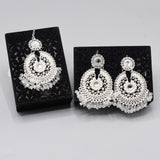 Pearl Long Multi Tassel Bar Drop Earrings With Matha patti For Women Style Sweet Dangle Brincos Party Jewelry Gift