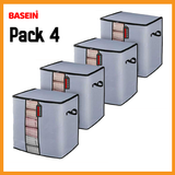 BASEIN Pack 4 Large Storage Bags, Storage Bag Clothes Storage Box Bins Foldable Closet Organizers Storage Containers with Durable Handles Thick Fabric for Blanket Comforter Clothing Bedding