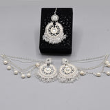 Pearl Long Multi Tassel Bar Drop Earrings With Matha patti For Women Style Sweet Dangle Brincos Party Jewelry Gift
