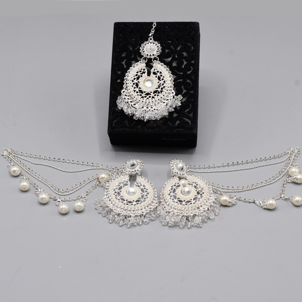Pearl Long Multi Tassel Bar Drop Earrings With Matha patti For Women Style Sweet Dangle Brincos Party Jewelry Gift