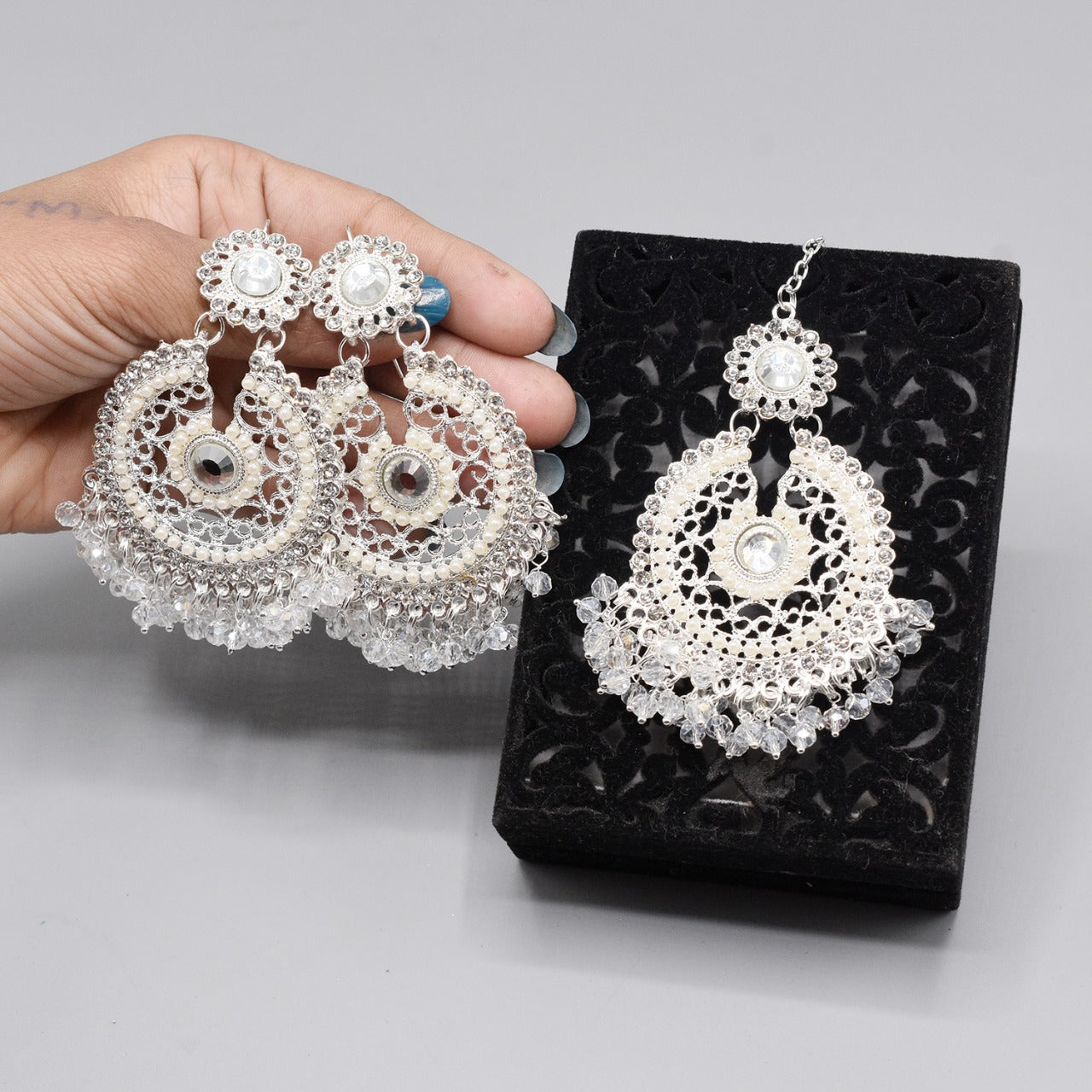Pearl Long Multi Tassel Bar Drop Earrings With Matha patti For Women Style Sweet Dangle Brincos Party Jewelry Gift