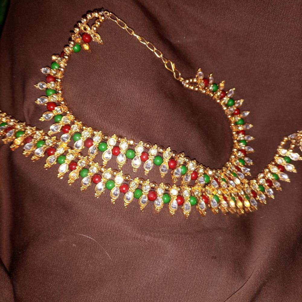 Trendy New Fashion White Beautiful Pair of Two Anklet Silver And Golden For Girls plfrpda3i-7