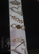 6pcs set Gold Rhinestone Scissors Pearls Hairpins Hair Clips Hair Accessories