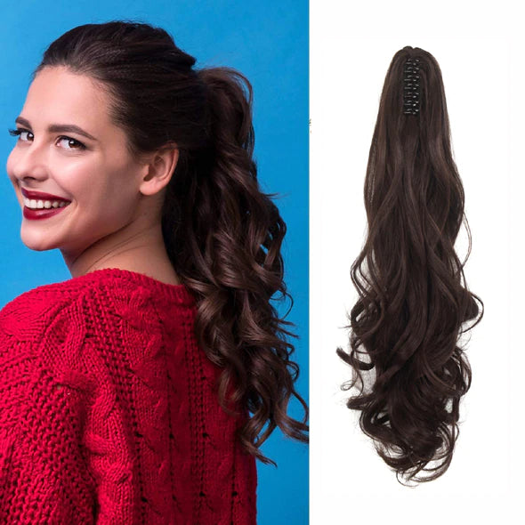 Ponytail Hair Extension Heat Resistant Curls Claw Clip Pony Tail Hairpiece  hair with Hair clip