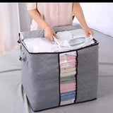 BASEIN Pack 4 Large Storage Bags, Storage Bag Clothes Storage Box Bins Foldable Closet Organizers Storage Containers with Durable Handles Thick Fabric for Blanket Comforter Clothing Bedding