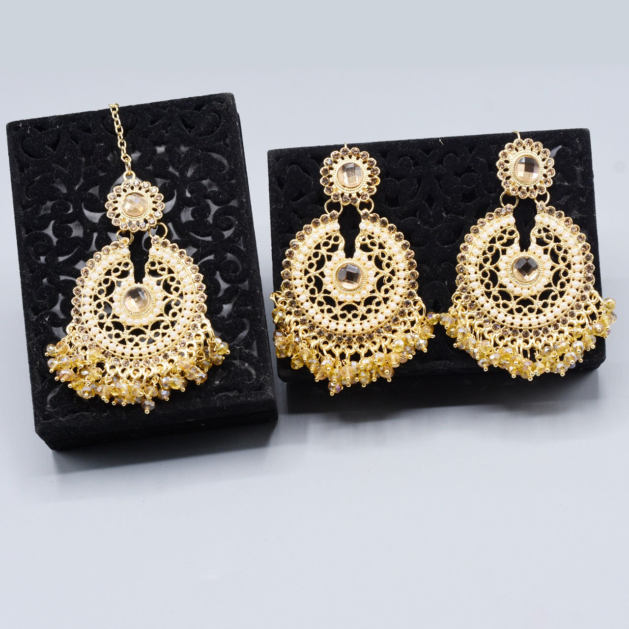 Pearl Long Multi Tassel Bar Drop Earrings With Matha patti For Women Style Sweet Dangle Brincos Party Jewelry Gift
