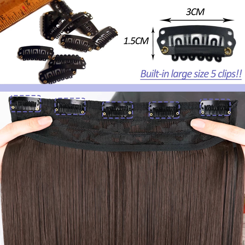 Remei Extensión de cabello mperatura, doradosintético, 5 Clips en extensión Haistyle, fibert de alta te, marrón, negro