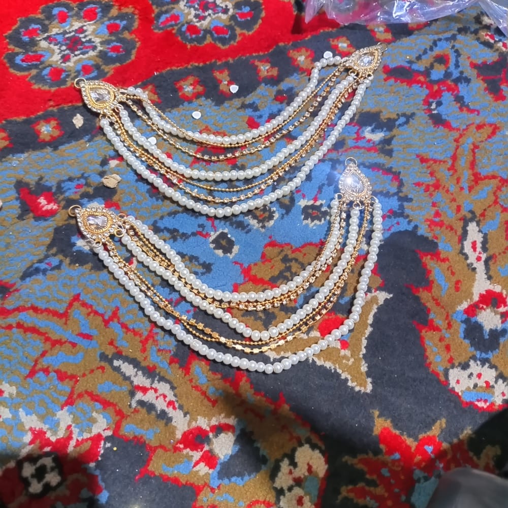 Gold Plated Sahara Jhoomar with Pearl, Stone & Carving Work egfrsrb9g-9