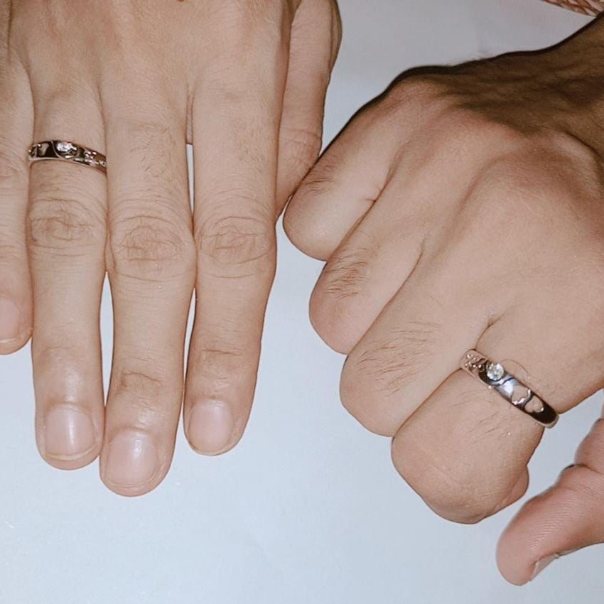 Fashion Couple Silver Plated Personality Mountain Sea Adjustable Ring Love Anniversary Gift