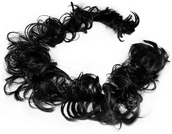 Synthetic Women Curly Bun Chignon Elastic Band Clip In Hair Extensions Black Brown High Temperature Fiber Fake Hairpiece hefrnbd6j-6