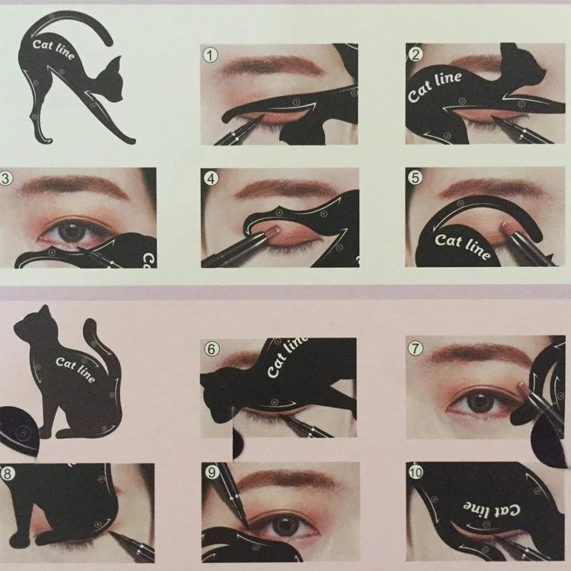 Plantillas para delineador de ojos, herramienta de maquillaje, modelo moldeador de ojos, fácil de maquillar, línea de gato, accesorios para tarjetas