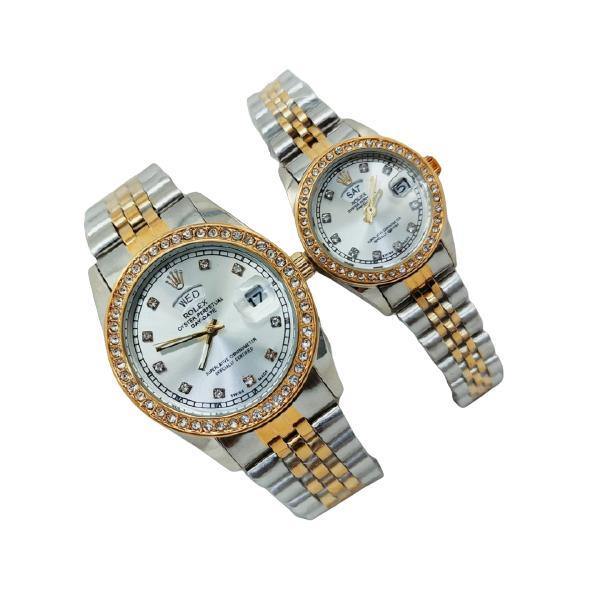 Pack of 2 - Mr & Mrs Couple Steel Strap Watch - Pair Watches  whfrbkf1e-4