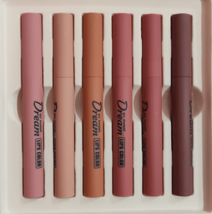Silky touch Refreshing Matte colour Heng Fang So sweet dream Lips colour 6-Pcs, Smudge-proof Waterproof Matte Lipstick  hfmlmiz8b-c