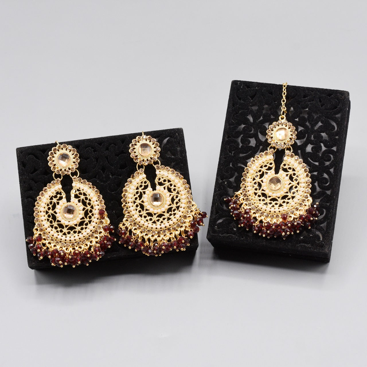 Pearl Long Multi Tassel Bar Drop Earrings With Matha patti For Women Style Sweet Dangle Brincos Party Jewelry Gift