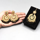 Pearl Long Multi Tassel Bar Drop Earrings With Matha patti For Women Style Sweet Dangle Brincos Party Jewelry Gift