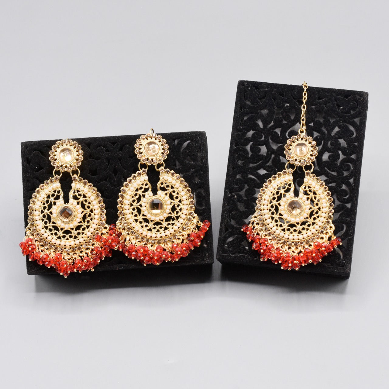 Pearl Long Multi Tassel Bar Drop Earrings With Matha patti For Women Style Sweet Dangle Brincos Party Jewelry Gift