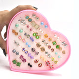 36 pairs Mixed Styles Rhinestone Flower Geometric Animal Crystal Plastic Small Stud Earrings Set For Women Girls Jewelry