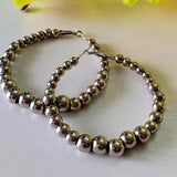 BALI WITH PEARLS ROUND GERMAN STYLO EARRINGS FOR GIRLS AND WOMEN Beads Metal Hoop Earring  egfrpdc2f-a