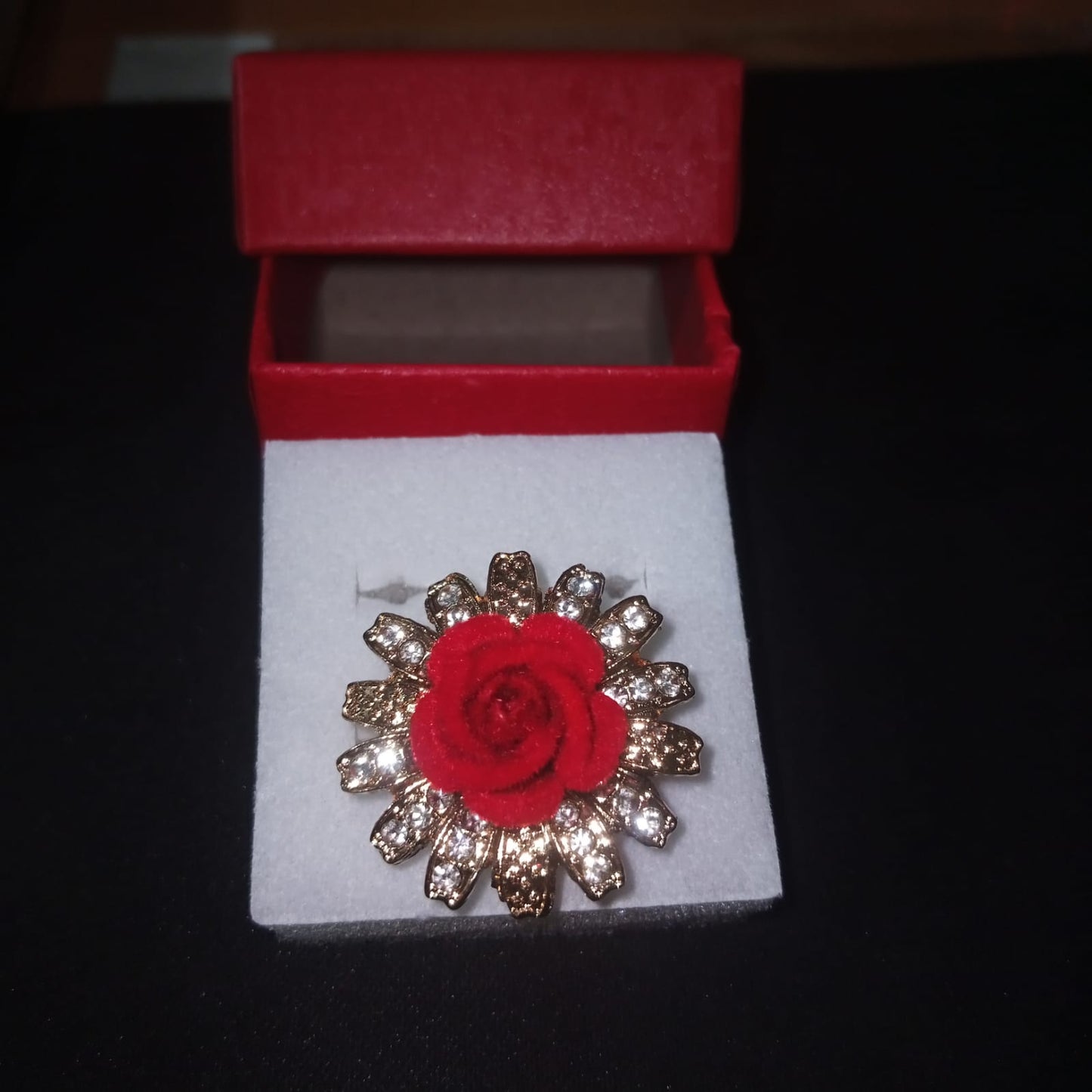 Ring Quality red Zircon Red princess cut crystal Rose flower Ring fgfrrdf1s-1