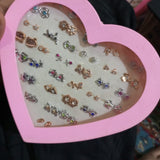 36 pairs Mixed Styles Rhinestone Flower Geometric Animal Crystal Plastic Small Stud Earrings Set For Women Girls Jewelry