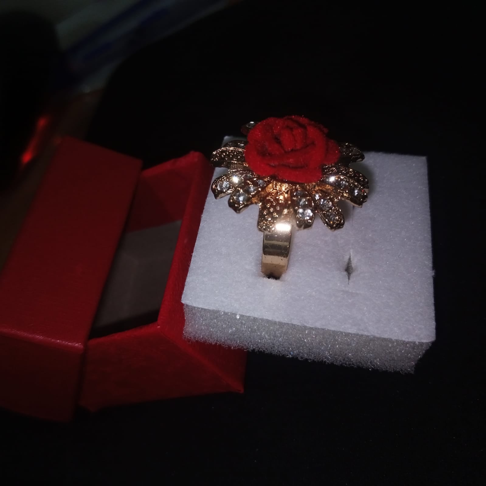 Ring Quality red Zircon Red princess cut crystal Rose flower Ring fgfrrdf1s-1