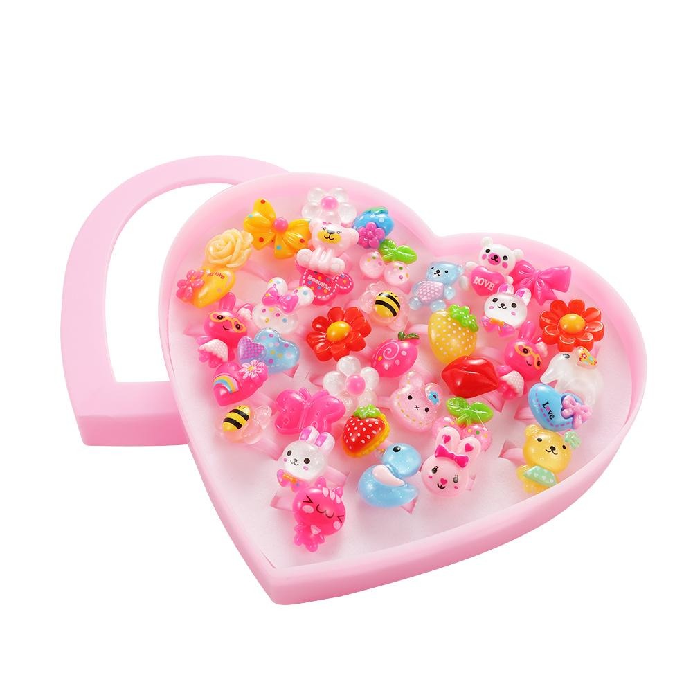 36 Piece/Set Cute Love Kids Rings Sweet Design Flower Animal