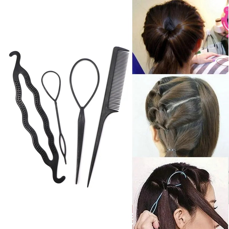 Hair Styling Set, Fashion Hair Design Styling Tool Accessories DIY Hair Accessories Tool Kit Hair Sculpting Tool Kit, Magic ple Quick Spiral Braide  htfrbks6j-1