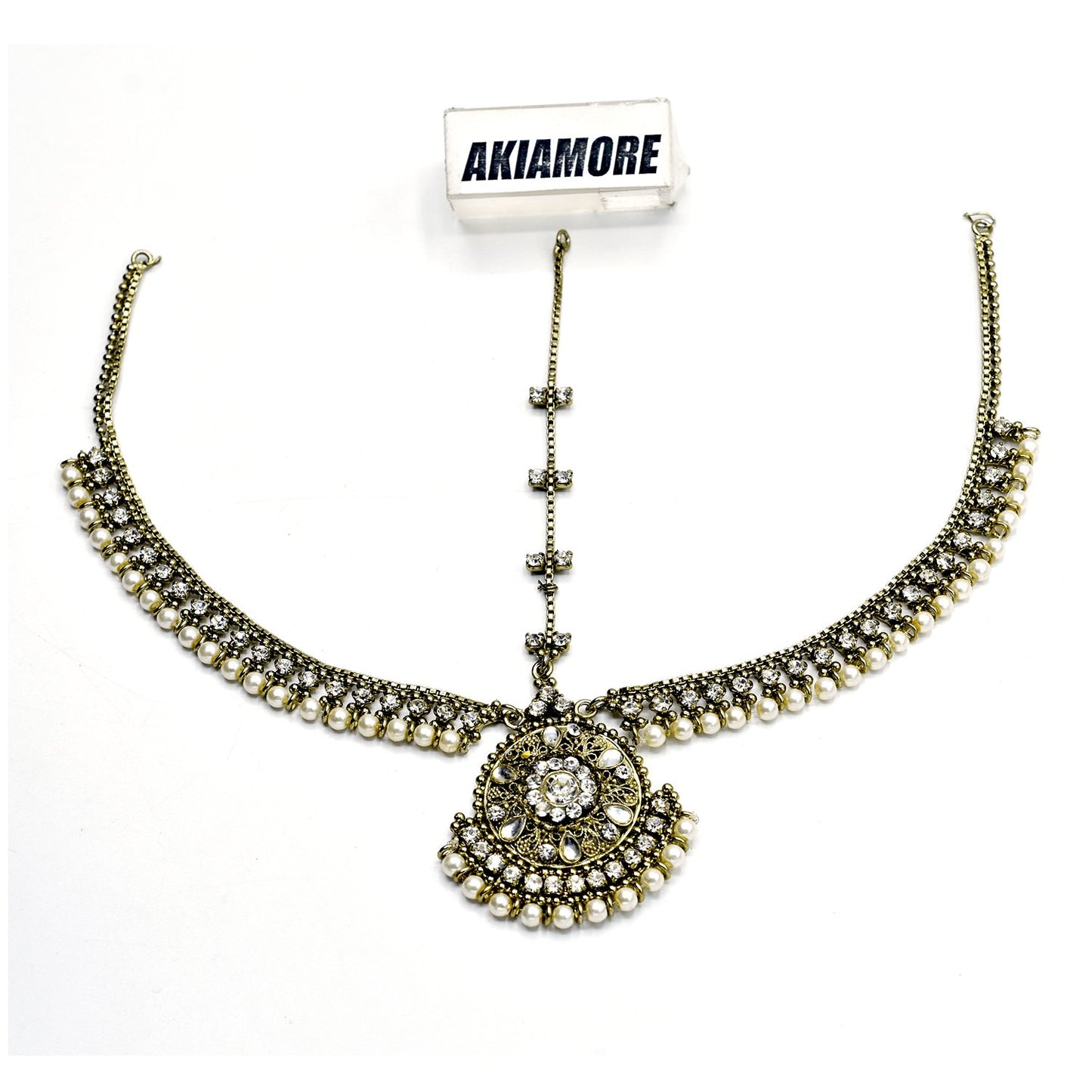 Diamante Kundan Matha Patti Wedding Bridal Goddess Bohemian Boho Head Chain Hair Jewelry Head Piece