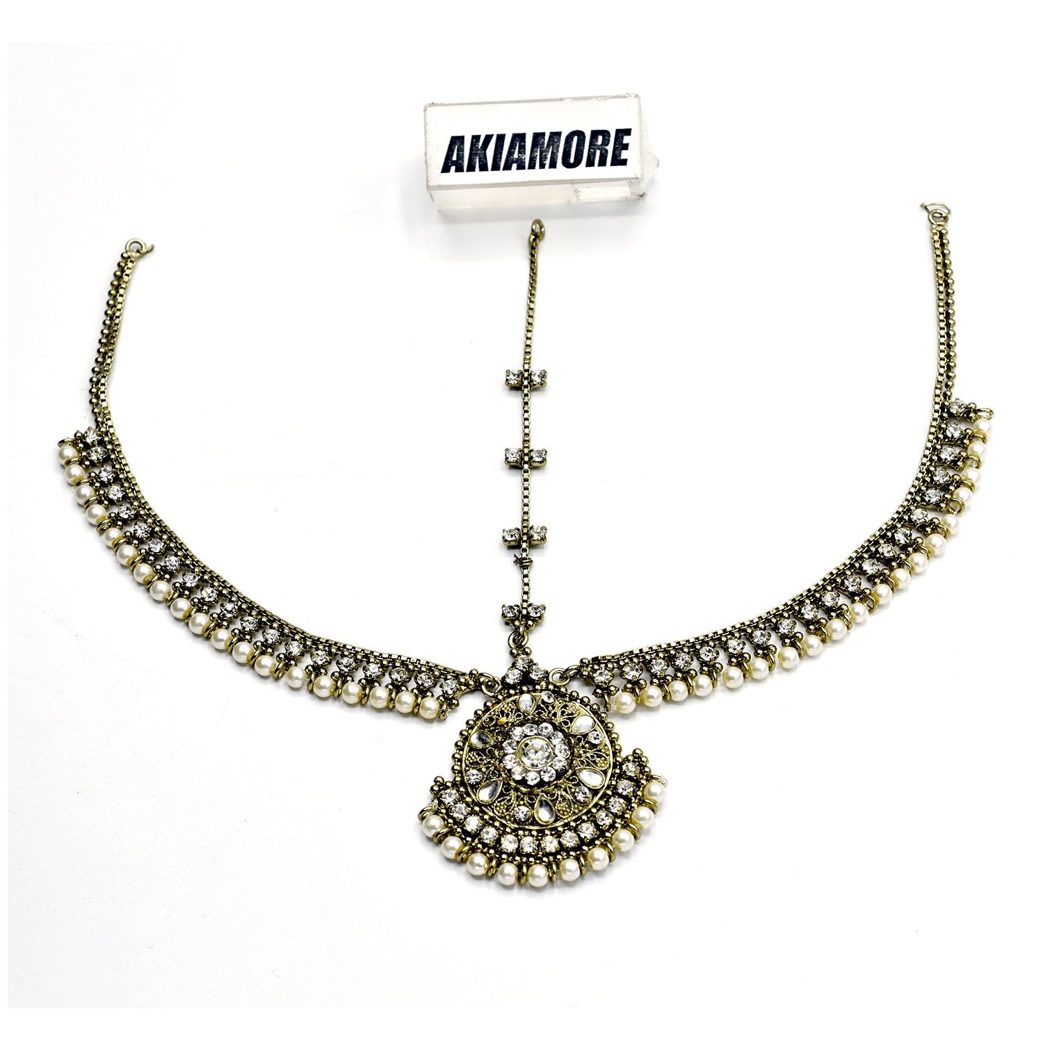 Diamante Kundan Matha Patti Wedding Bridal Goddess Bohemian Boho Head Chain Hair Jewelry Head Piece