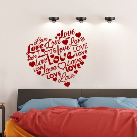Love Heart Wall Stickers Decals for Decor Lovers- Red color