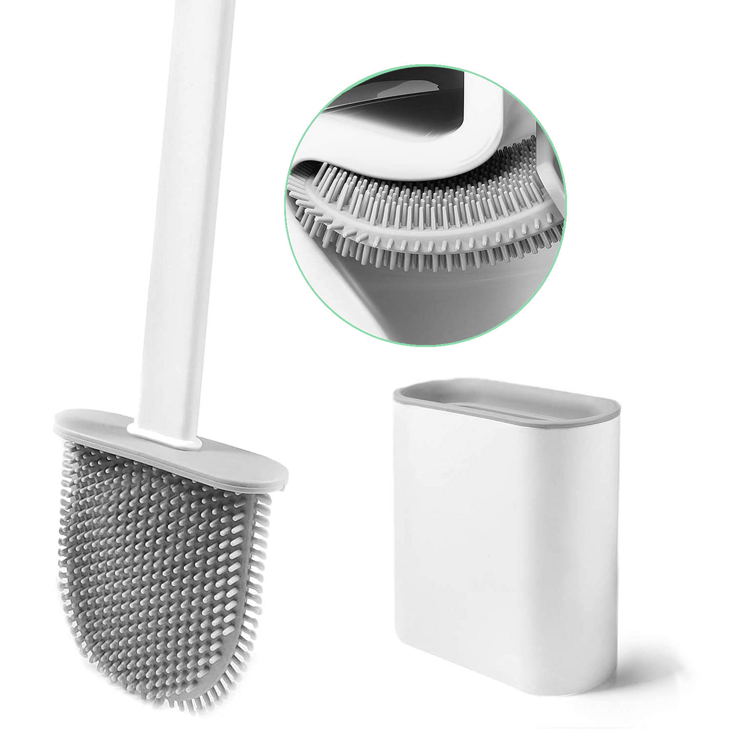 Silicone Toilet Brush with Toilet Brush Holder Creative Cleaning Brush Set, Silicone Flex Toilet Brush with Holder and Wall Mounted  bcbgyz2d-c