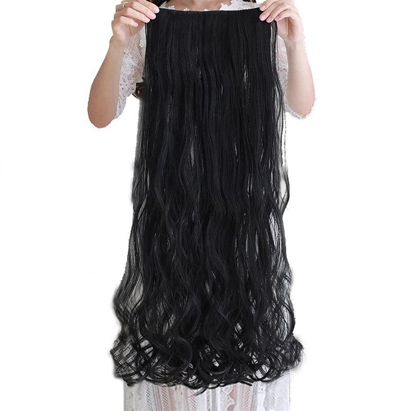 Remei  Synthetic Long Wave Clip In Hair Extension Heat Resistant Wavy Hairpiece High Temperature Fiber