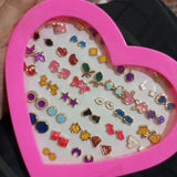 36 pairs Mixed Styles Rhinestone Flower Geometric Animal Crystal Plastic Small Stud Earrings Set For Women Girls Jewelry