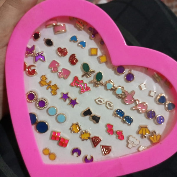 36 pairs Mixed Styles Rhinestone Flower Geometric Animal Crystal Plastic Small Stud Earrings Set For Women Girls Jewelry