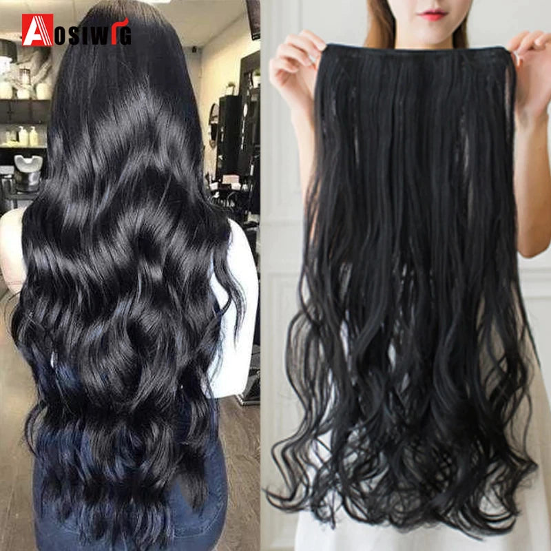 Remei  Synthetic Long Wave Clip In Hair Extension Heat Resistant Wavy Hairpiece High Temperature Fiber