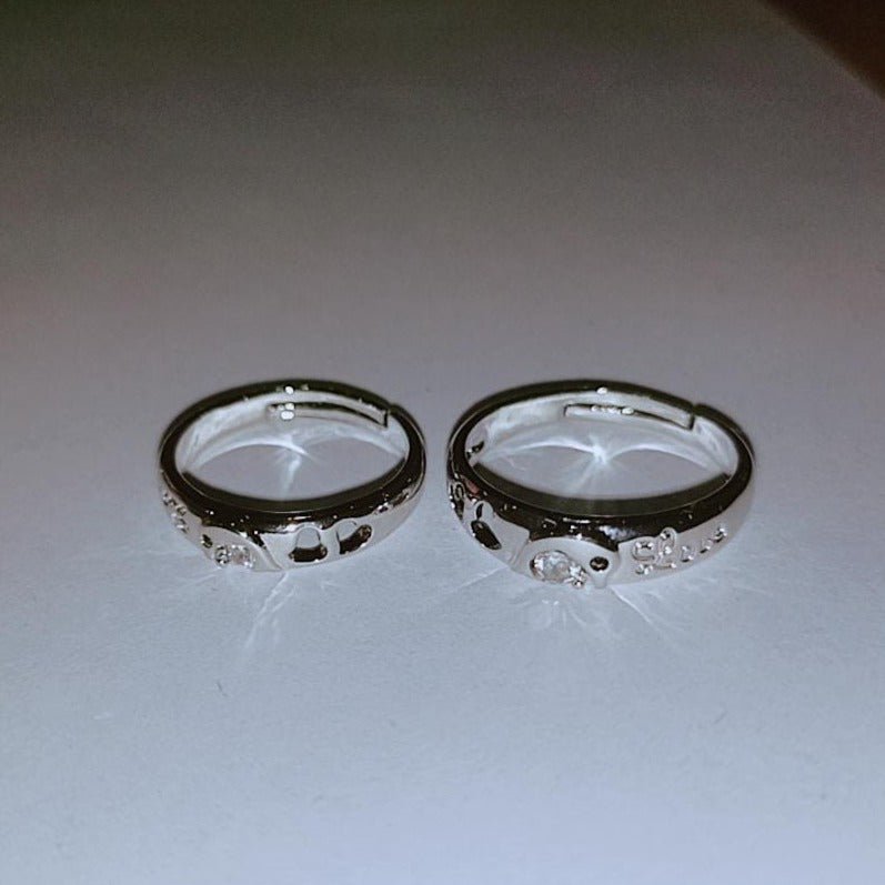 Fashion Couple Silver Plated Personality Mountain Sea Adjustable Ring Love Anniversary Gift