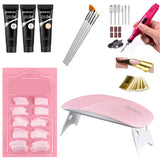 HONGNUO UV phototherapy gel Soak Off UV Builder Gel Extension with 3 pcs uv gel , brushes , nails form stickers , 100 pec nail , nail drill , uv light