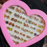 36 pairs Mixed Styles Rhinestone Flower Geometric Animal Crystal Plastic Small Stud Earrings Set For Women Girls Jewelry