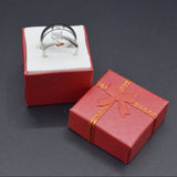 Silver new jewelry fashion woman man opening gift anniversary wedding engagement couple cubic zirconia ring