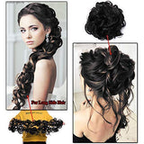 Synthetic Women Curly Bun Chignon Elastic Band Clip In Hair Extensions Black Brown High Temperature Fiber Fake Hairpiece hefrnbd6j-6