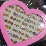 36 pairs Mixed Styles Rhinestone Flower Geometric Animal Crystal Plastic Small Stud Earrings Set For Women Girls Jewelry