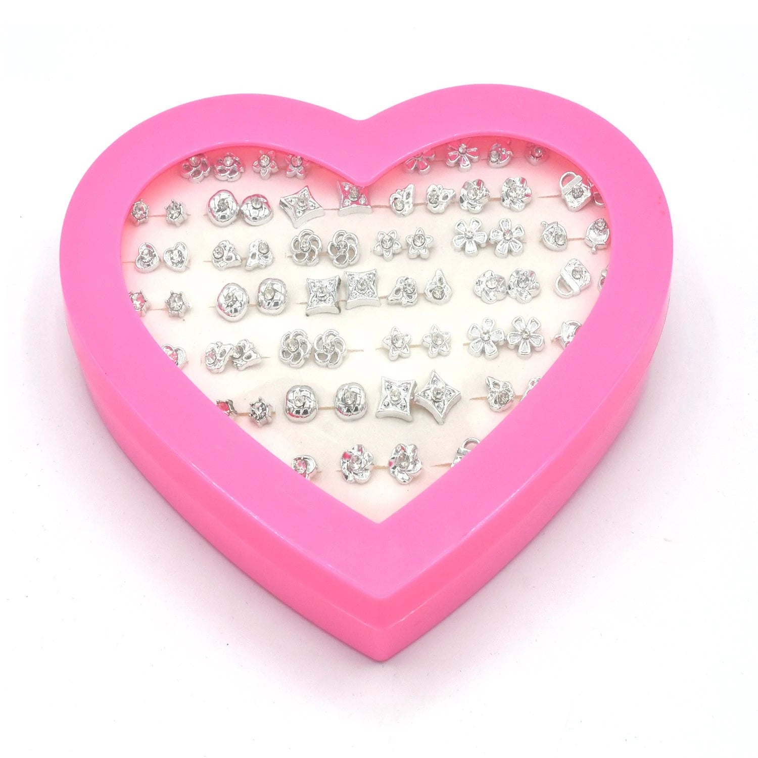 36 pairs Mixed Styles Rhinestone Flower Geometric Animal Crystal Plastic Small Stud Earrings Set For Women Girls Jewelry